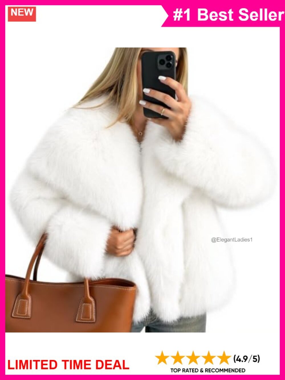 ZESICA Women's Faux Fur Fluffy Winter Coat Snap Button Warm Outerwear